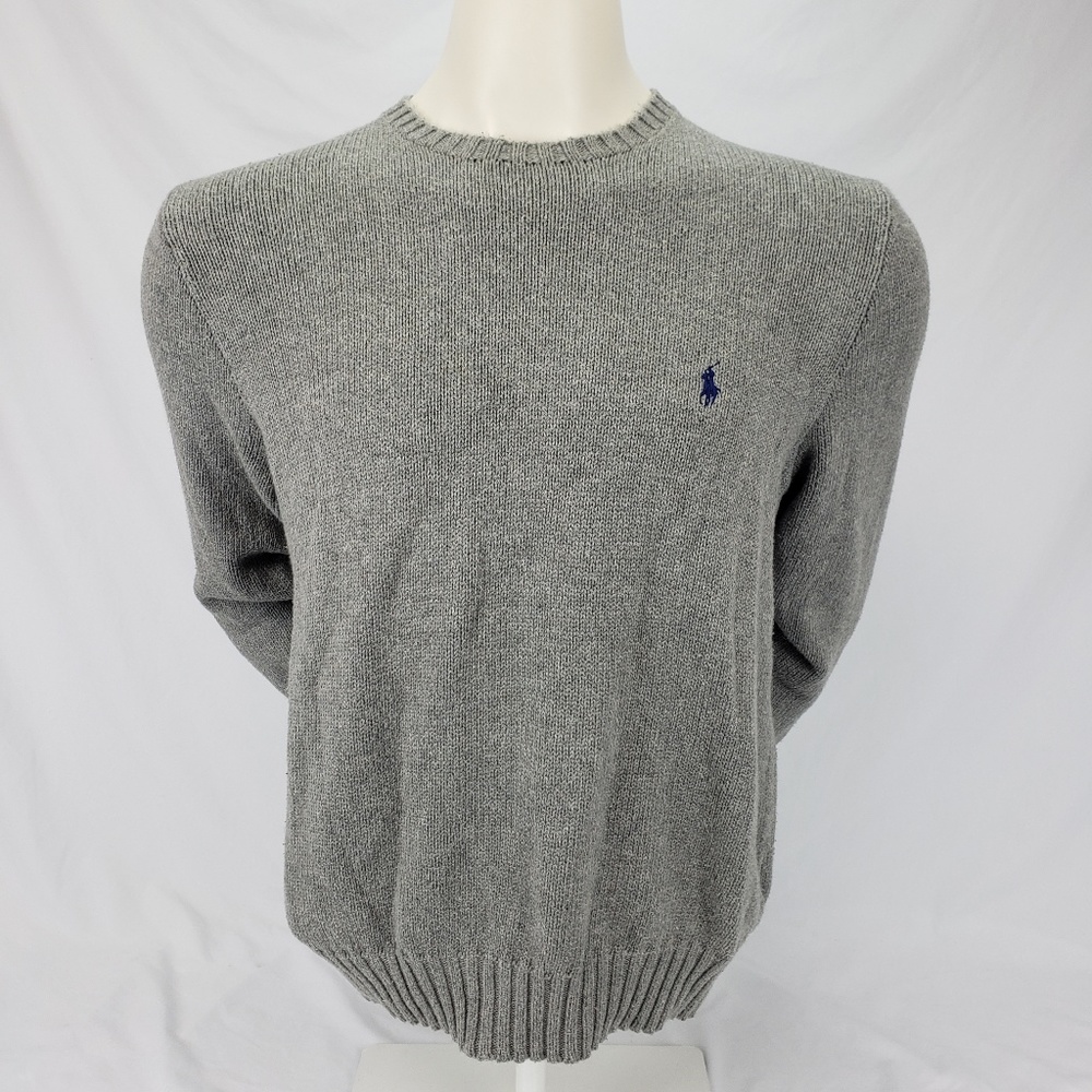 Polo Ralph Lauren Gray Knit 100% Cotton Sweater L